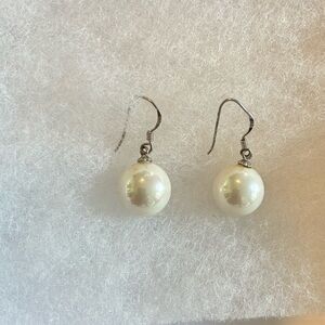 Elegant Large Pearl Drop Earrings – Classic Sterling Silver Setting